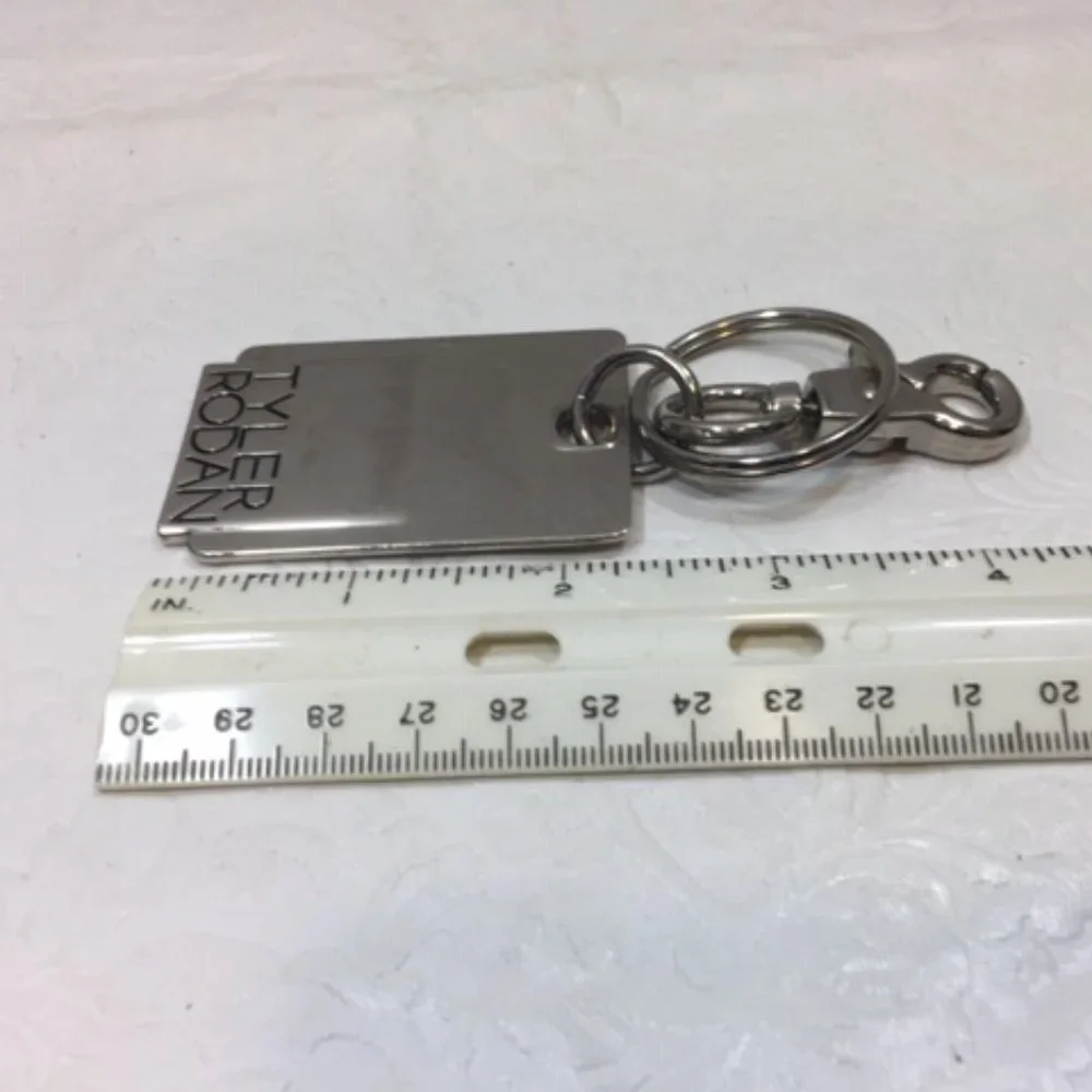 Tyler Rodan Logo Silver Toned Keychain Purse Charm 2.5